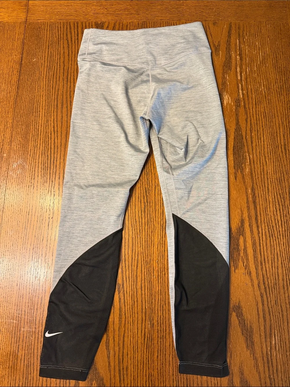 Nike Gray Leggings with Black Side Panels